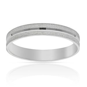 Alianza oro blanco 18KL tallada. 3.50mm