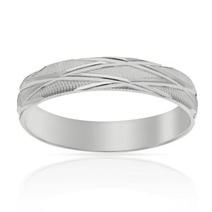 Alianza oro blanco 18KL tallada. 4mm