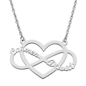Collar plata infinito con corazón. 20x30mm