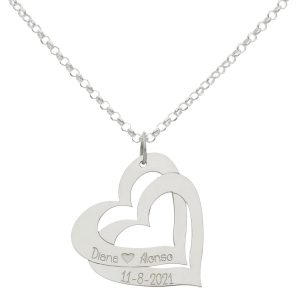 Collar plata ley 2 corazones