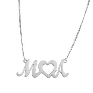 Collar plata ley 2 iniciales corazón