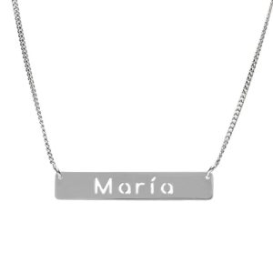 Collar plata nombre letrero. 5x28mm