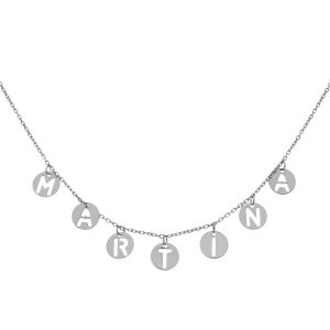 Collar plata nombre mini charms. 7mm