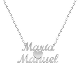 Collar de plata con nombre: cómo personalizarlo y los mejores modelos Gargantilla plata ley 2 nombres y corazón