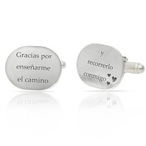 Gemelos plata 925 ovalados frase