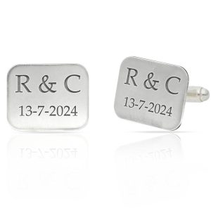 Gemelos plata 925 rectangulares iniciales + fecha