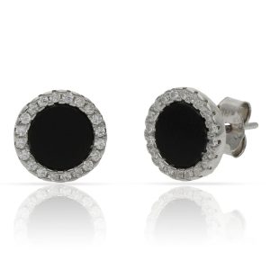 Pedientes plata 925 onix circonitas. 9.50mm