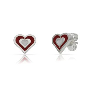 Pendiente plata 925 mm corazones esmaltados. 7x8mm