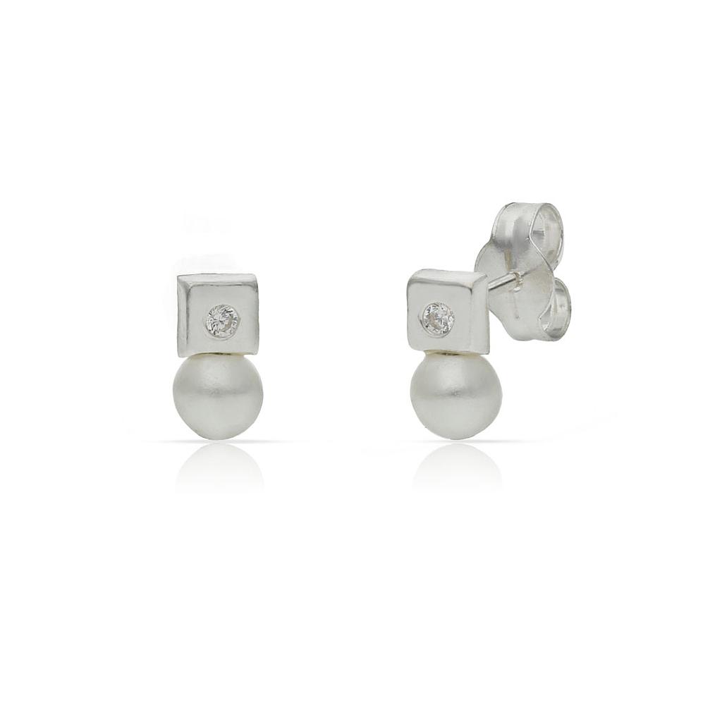 Pendientes plata 925 perlas y circonitas 7.50mm Pendiente plata 925 perlas 7.50mm