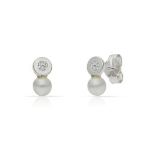 Pendiente redondos plata 925mm perlas. 8mm