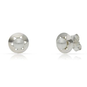 Pendientes circulo plata 925 perlas. 7mm