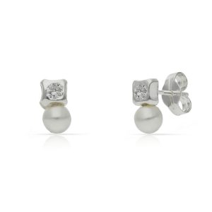 Pendientes cuadrados plata 925 perlas