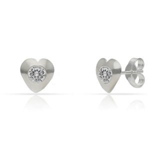 Pendientes plata 925 corazones circonitas. 7x7mm