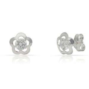 Pendientes plata 925 flor circonita 8mm