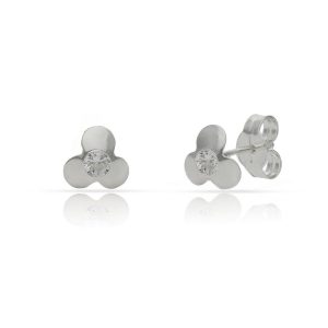 Pendientes plata 925 flor circonita. 6mm