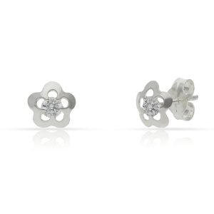 Pendientes plata 925 flor circonita. 7mm