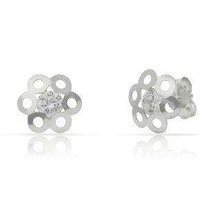 Pendientes plata 925 flor circonitas. 10mm