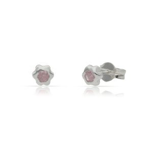 Pendientes plata 925 flor piedra rosa. 4.50mm