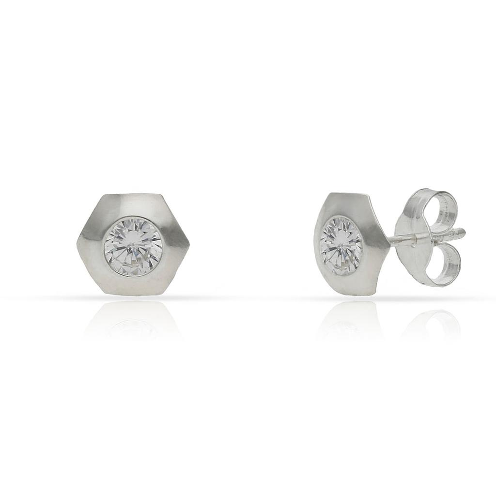 Pendientes plata 925 hexágono circonita. 7mm Pendientes plata 925 hexagono circonita. 7mm