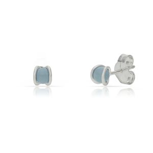 Pendientes plata 925 perla azul. 4mm