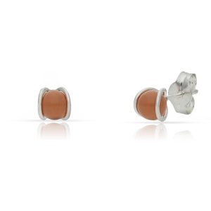 Pendientes plata 925 perla salmon. 4.50mm