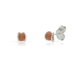 Pendientes plata 925 perla salmon. 4mm