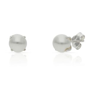 Pendientes plata 925 perlas + 4 garras. 6mm