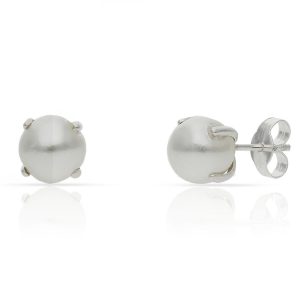 Pendientes plata 925 perlas + 4 garras. 7mm