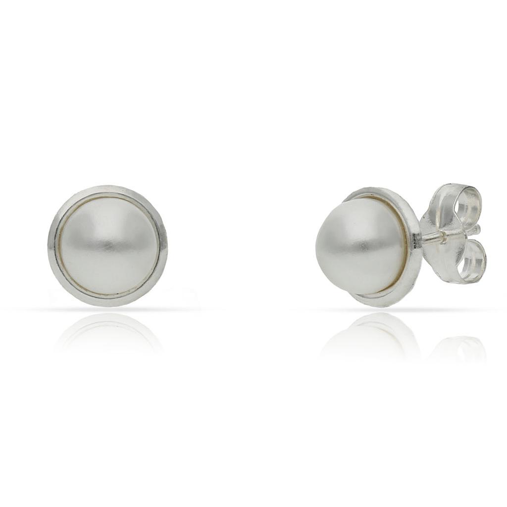 Pendientes plata perlas. 7.50mm Pendientes plata 925 perlas 7.50mm