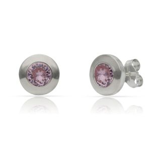 Pendientes plata 925 piedra rosa. 8.50mm