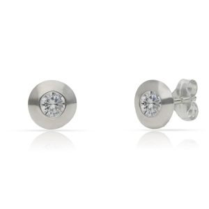 Pendientes plata 925 redondos circonita. 7mm