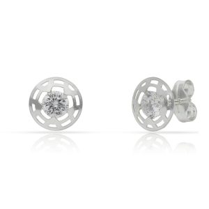 Pendientes plata 925 redondos circonita. 8mm