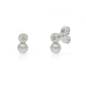Pendientes redondos plata 925 perlas