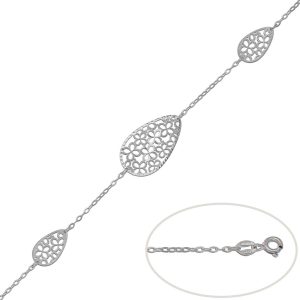 Pulsera cadena plata 925 3 abalorios