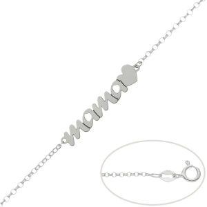 Pulsera plata 925 MAMA + corazóm
