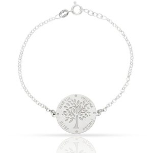 Pulsera plata 925 arbol vida + nombres