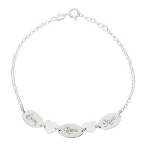Pulsera plata 925 chapas + corazones