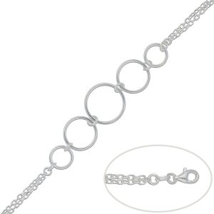 Pulsera plata 925 circulos. 19mm
