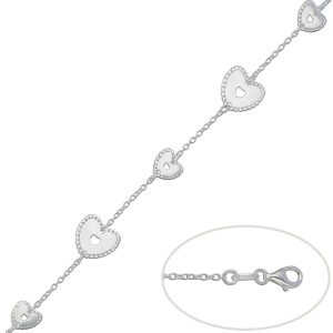 Pulsera plata 925 corazones