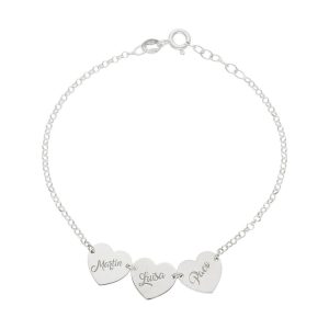 Pulsera plata 925 corazones