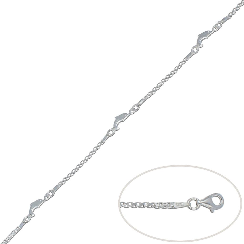 Pulsera plata delfines. 6mm Pulsera plata 925 delfines