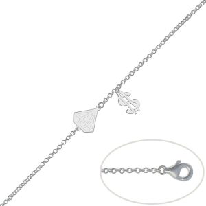 Pulsera plata 925 diamante + dolar