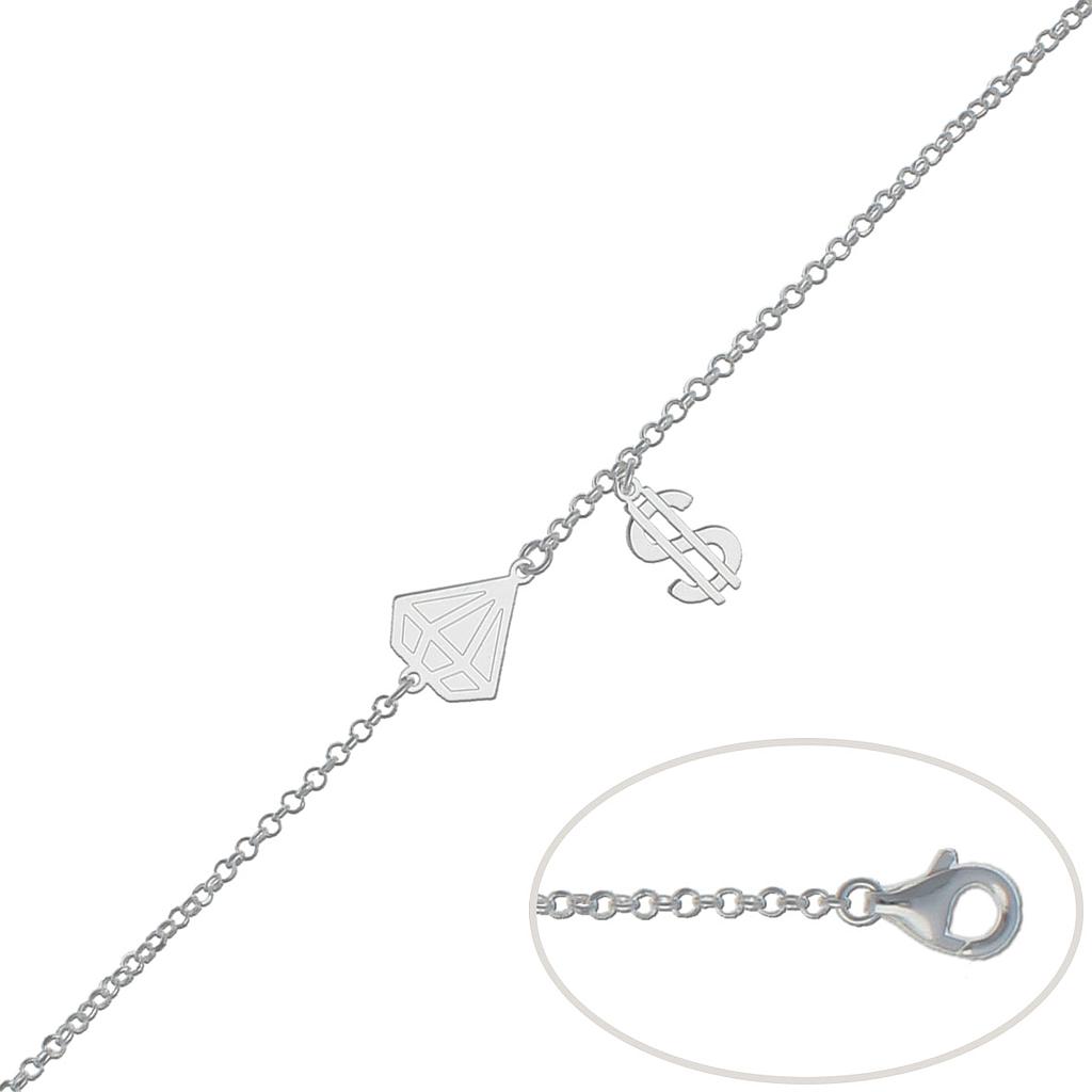 Pulsera plata 925 diamante + dólar Pulsera plata 925 diamante + dolar
