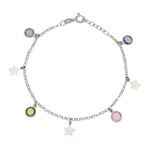 Pulsera plata 925 estrellas y piedras