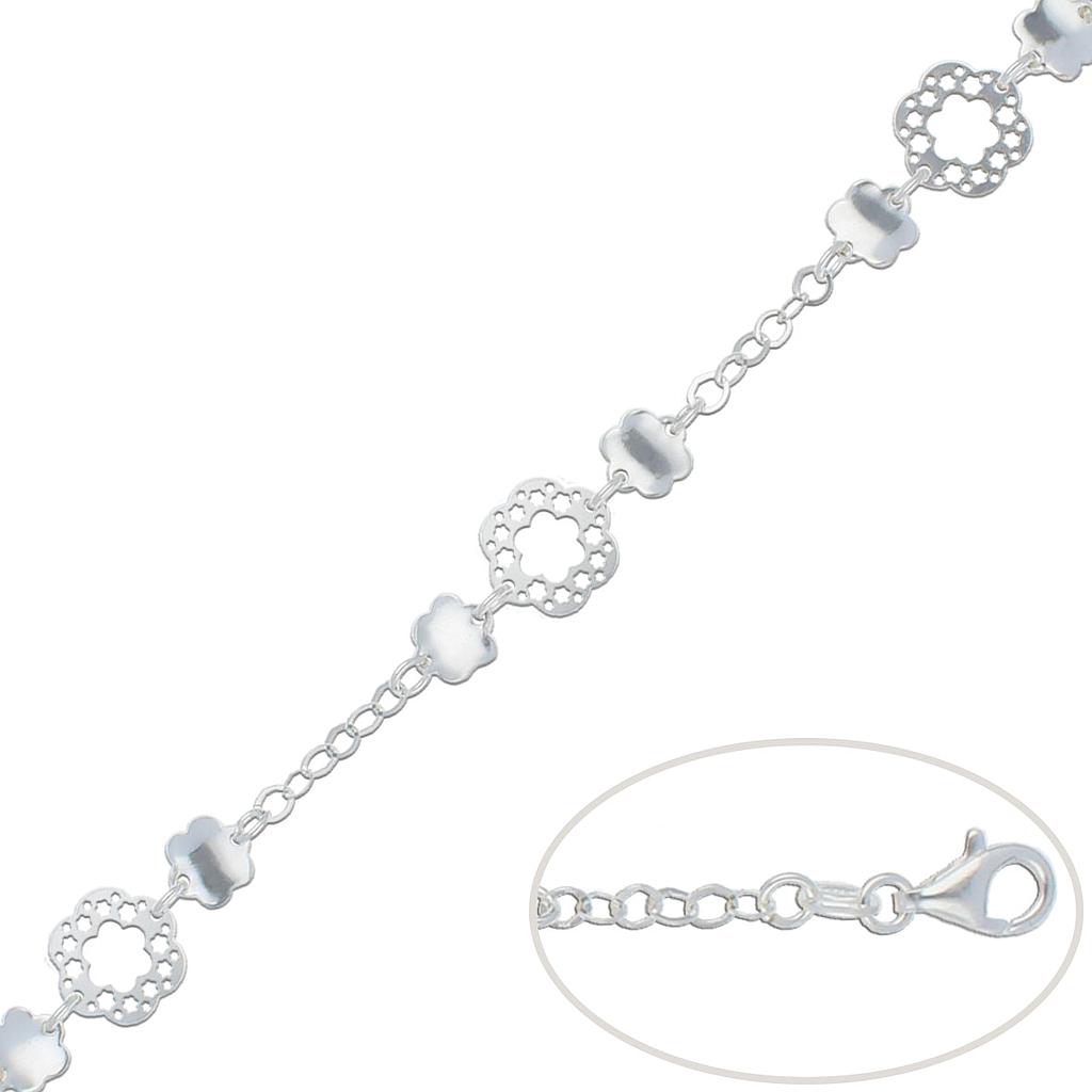 Pulsera plata 925 flores. 11mm Pulsera plata 925 flores. 11mm
