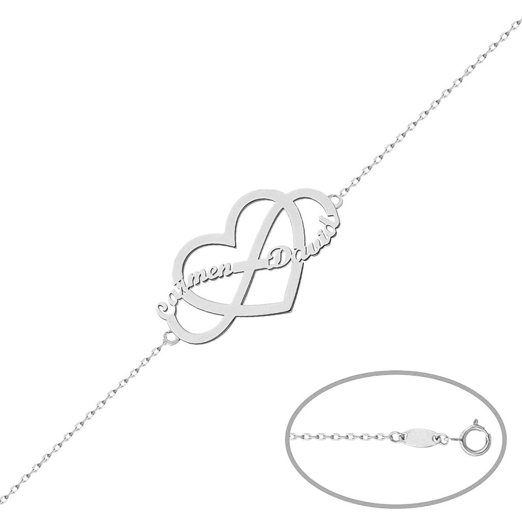 Pulsera plata 925 infinito + corazón nombres Pulsera plata 925 infinito + corazón nombres