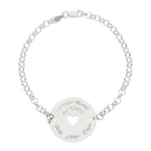 Pulsera plata 925 mama + frase + nombres