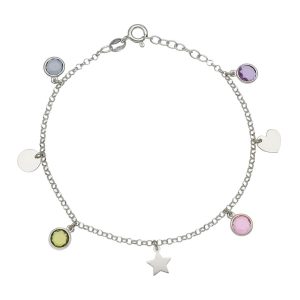 Pulsera plata 925 mini charms mix + piedras