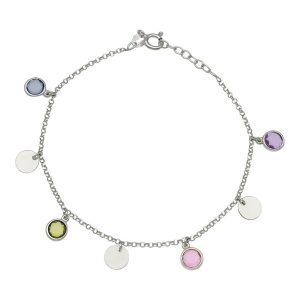 Pulsera plata 925 mini circulos y piedras