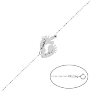 Pulsera plata 925 pies bebe nombre y fecha